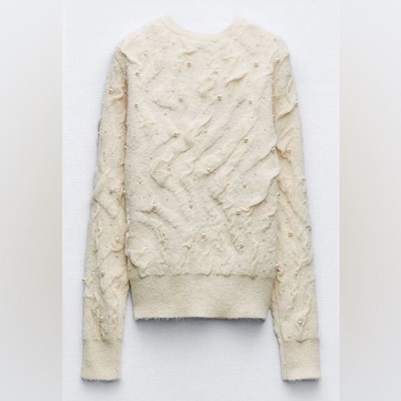 ZARA BLOGGERS’ FAVORITE PEARL TEXTURED KNIT CARDIGAN - Picture 9 of 12